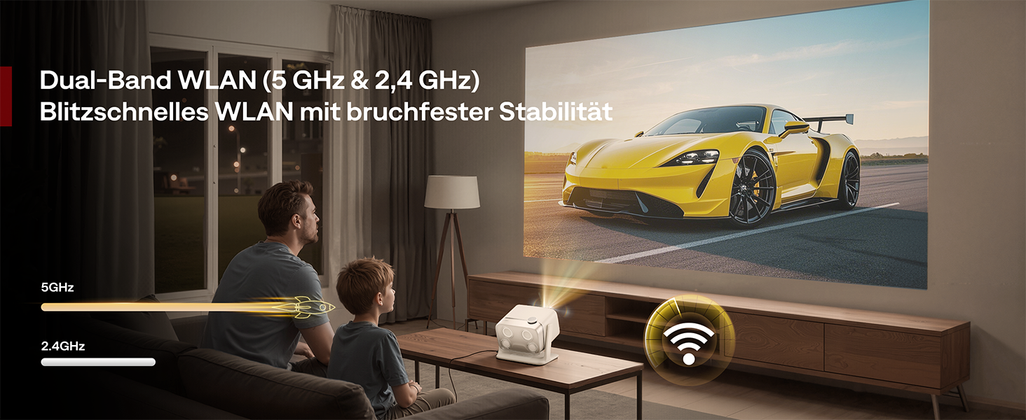 Aurzen Boom Mini 4-в-1 Smart Beamer з Google TV, 4K, проєктор для дому та на вулицю, 20W Dolby Audio, 500 ANSI, ToF автофокус, корекція трапеції, Wi-Fi/Bluetooth, підтримка смартфонів (кремовий)
