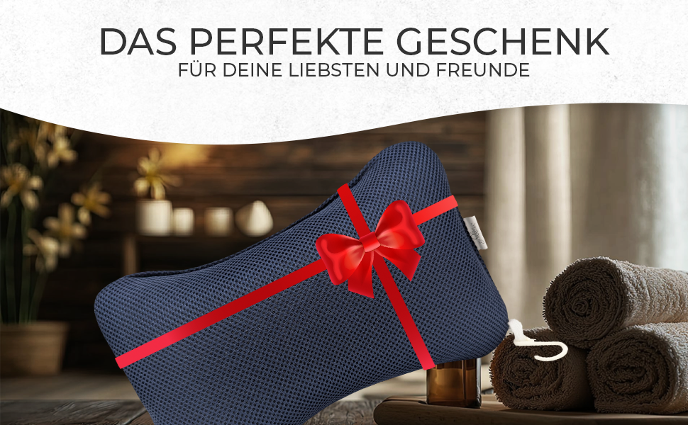 Подушка для ванни з сіткою для прання - Максимальний комфорт та розслаблення з новітньою технологією Air Mesh - Подушка для ванни з 4 міцними присосками - Подушка для шиї/голови (темно-синій)