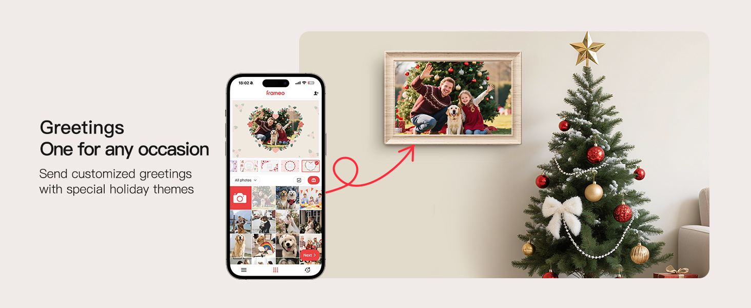 Frameo Цифровий фоторамка 10.1 дюймів, HD 1280*800 IPS сенсорний екран, 32GB пам'ять, автоповорот, Frameo App для обміну фото та відео, білий дерев'яний масив