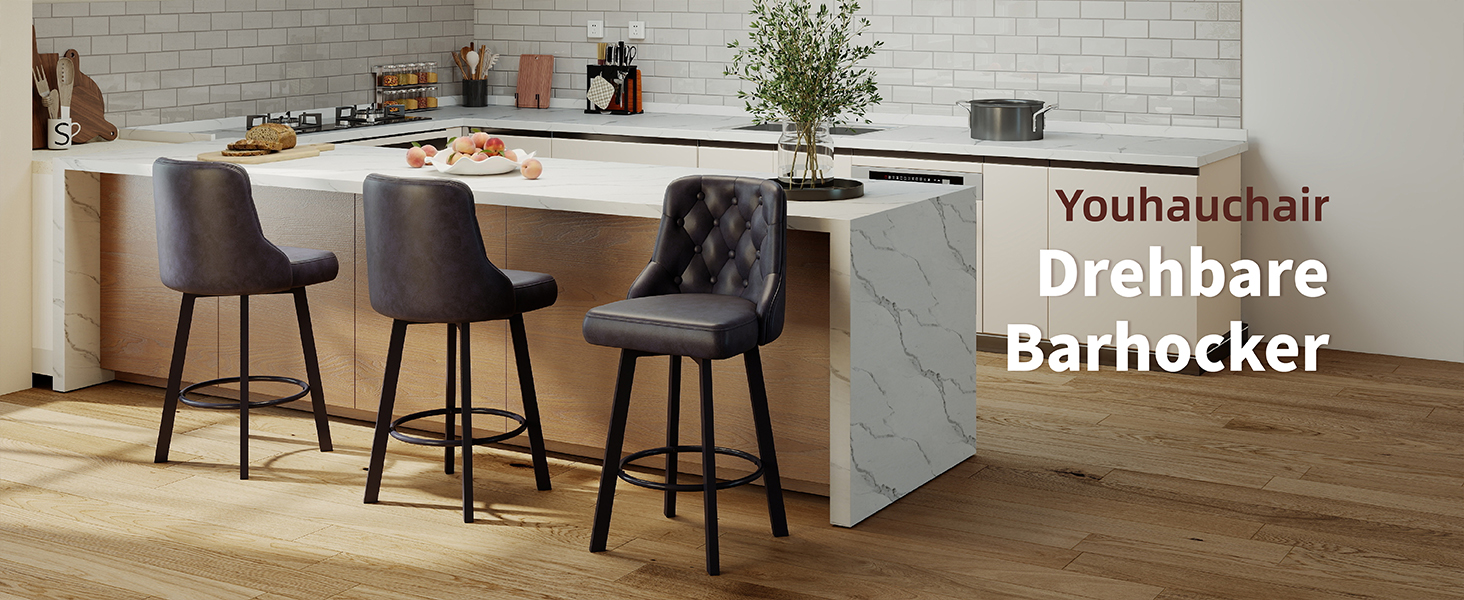 Барні стільці Youhauchair 2 шт., Чорні, регульовані, з підніжкою, 66.5 см, 150 кг