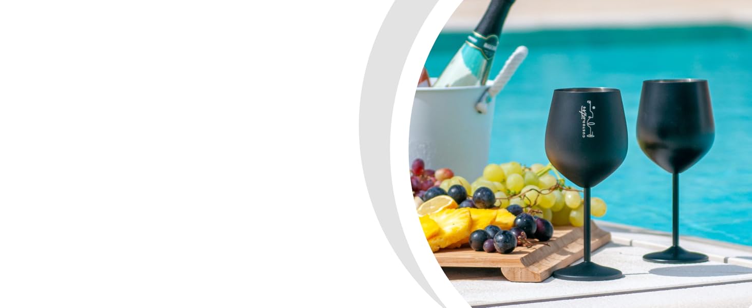 Набір келихів Gusto Nostro з нержавіючої сталі (4 шт.) - 540 мл, чорний колір. Ідеально для шампанського та коктейлів.