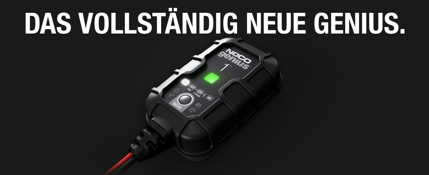 NOCO Genius1: Інтелектуальне зарядне пристрій для акумуляторів 1A 6V/12V - Автоматичний зарядний пристрій, десульфатор з захистом від перезаряду та температурною компенсацією – Для свинцево-кислотних та літієвих акумуляторів