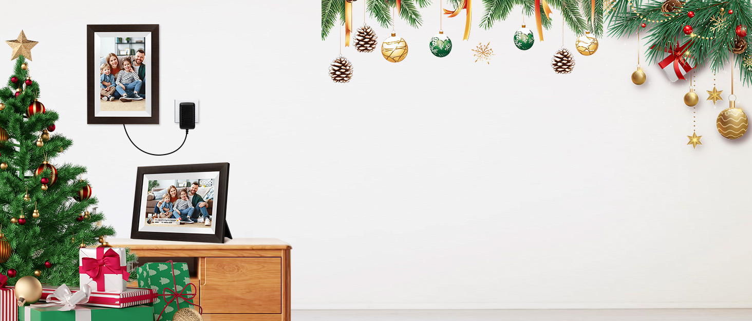 Цифровий фоторамка Mejasg 10.1 дюйма з Wi-Fi, 32GB, IPS сенсорний екран, автоповорот, для фото та відео, з дерева