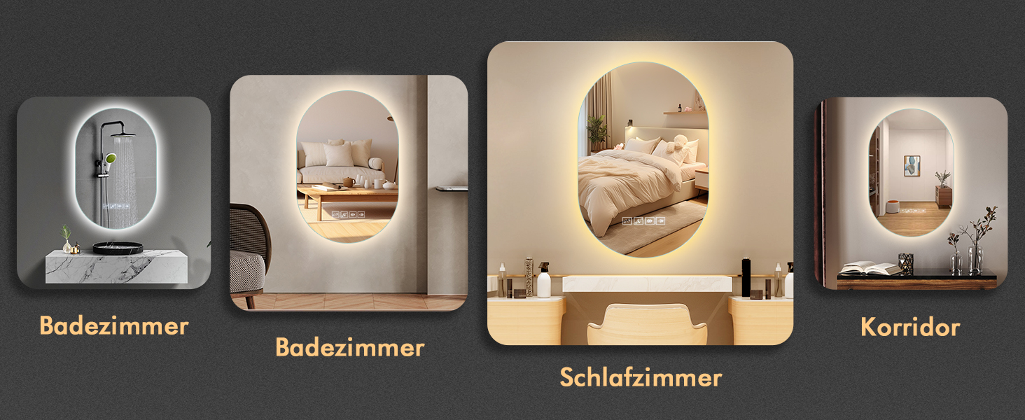 Дзеркало для ванної кімнати 600 мм з підсвічуванням, регульоване, з сенсорною кнопкою, функцією запобігання запотіванню та таймером | IP44, вологостійке, для ванної кімнати, готелю, кругле (Музика 500 мм 750 мм)