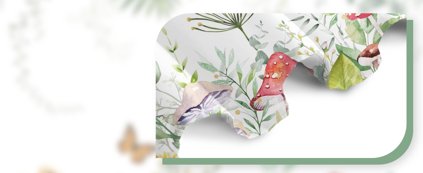 Штора для душу 180x220 см, Антигрибкова, з тропічним дизайном (пальмові листя, евкаліпт, гриби), водонепроникна, поліестер, для ванної кімнати, з 12 гачками, зелена