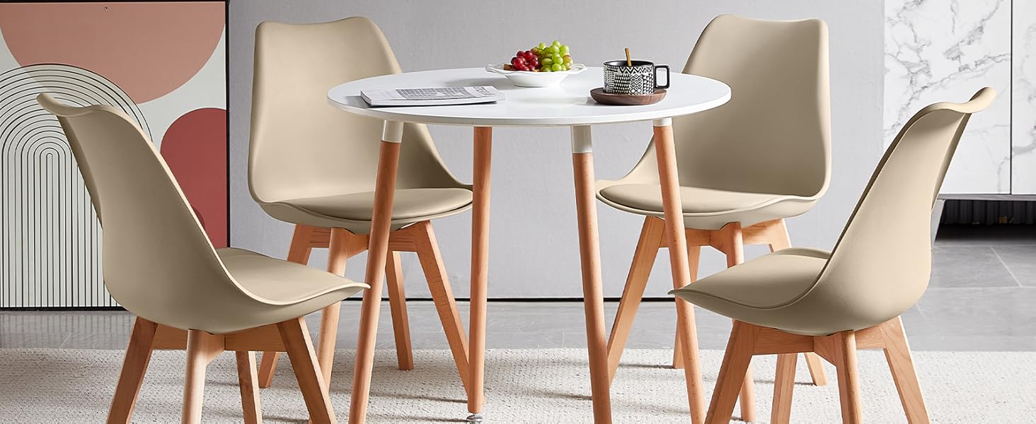 Набір з 4-х стільців EGGREE для їдальні в скандинавському стилі, зелений колір, масивна букова нога, сертифікований SGS