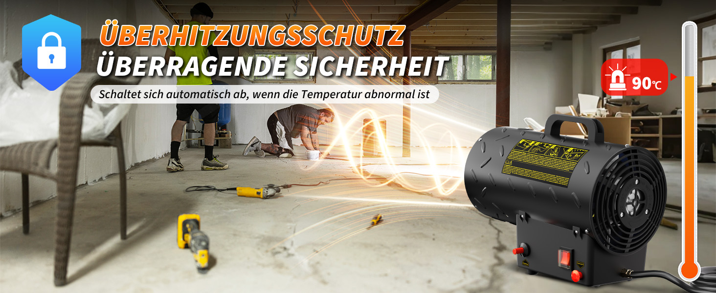 Газова теплова гармата для приміщень 15 кВт, 320 м³/год, з газовим шлангом 1,4 м, 700 мбар