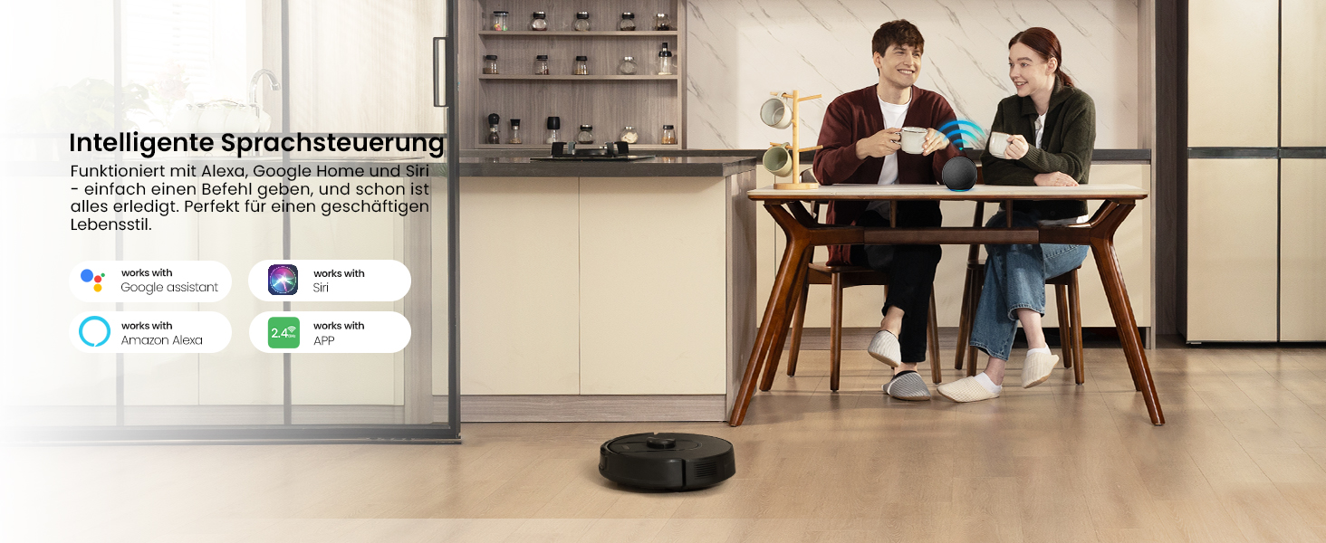 Робот-пилосос Vexilar W11 з функцією миття, 3 л, потужність 6000Pa, час роботи 180 хв, LiDAR навігація, 15 зон заборони, керування через додаток, для килимів та шерсті тварин