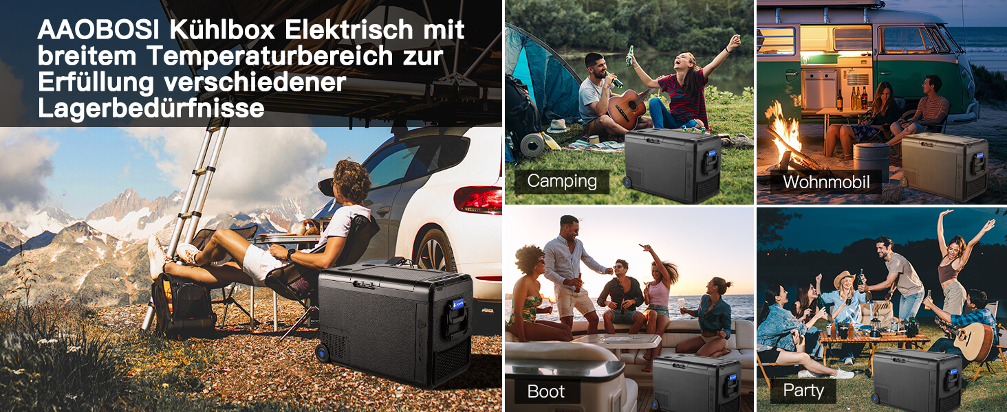 Автомобільний компресорний холодильник AAOBOSI 48л, -20°C/+20°C, 12/24V/230V, USB, для авто, фур, човнів, кемпінгу, риболовлі, чорний