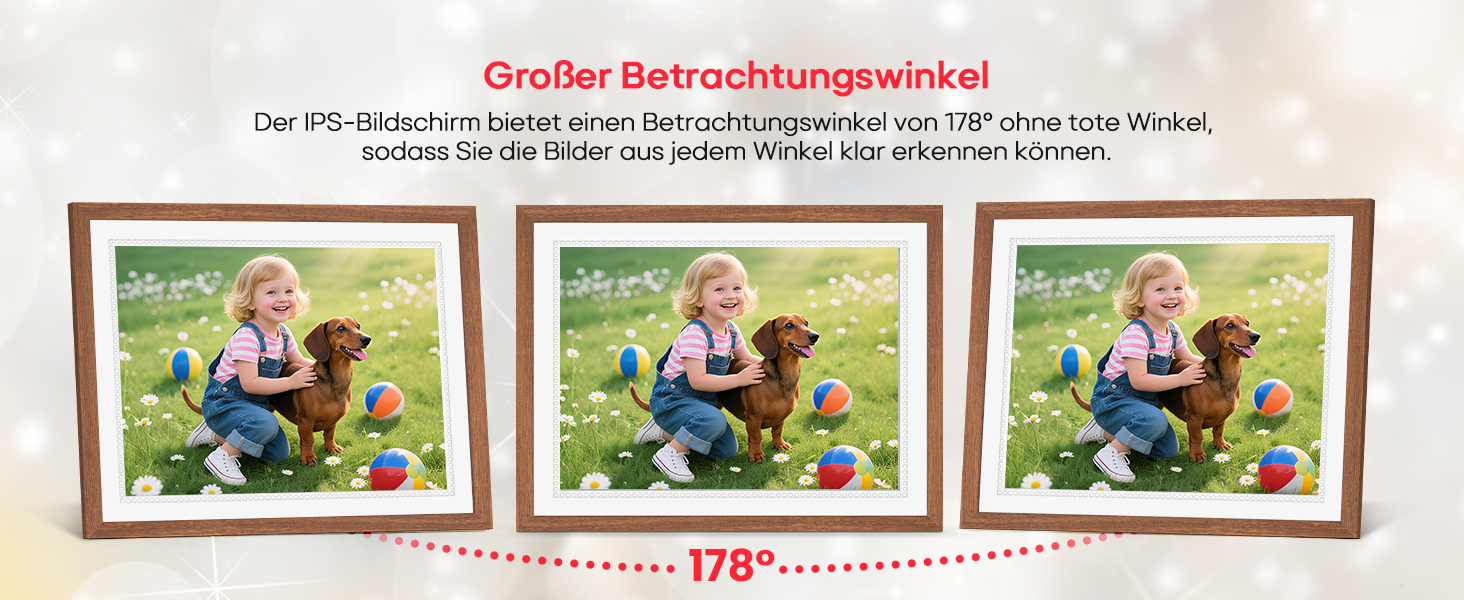 Frameo Цифровий фоторамка 10,1 дюйма, HD 1280*800 IPS сенсорний екран, 32GB пам'ять, автоповорот, Frameo App для обміну фото та відео, 15 дерев'яних текстур (білий)