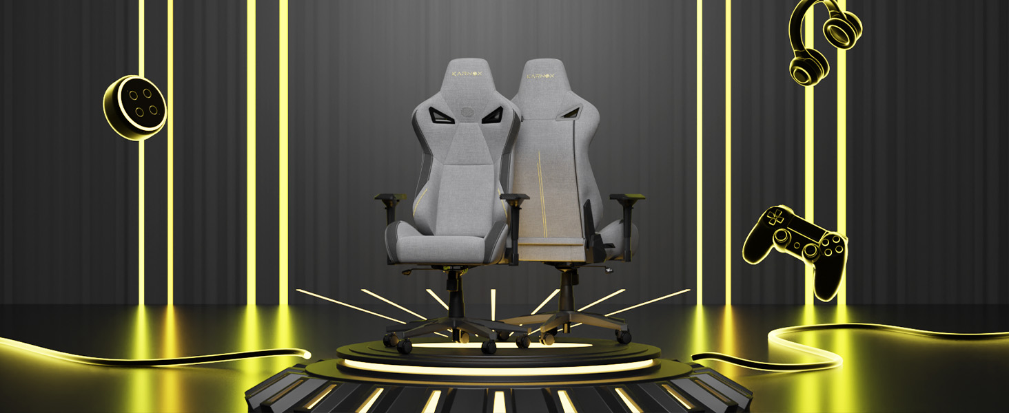 Ігровий крісло KARNOX Legend: ергономічний racing стілець для геймерів з регулюванням кута нахилу 155° та підтримкою попереку. Чорний/сірий (світло-сірий, великий)