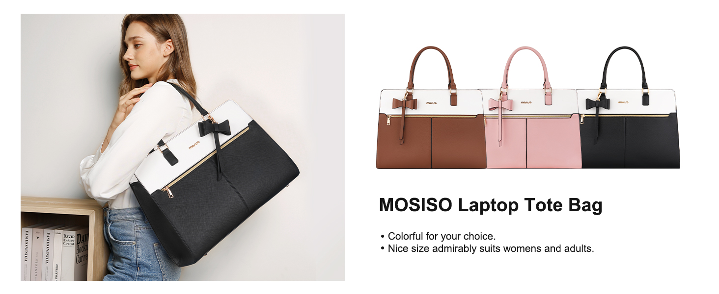 Жіноча сумка для ноутбука MOSISO 15.6 дюймів, велика ділова сумка-портфель із штучної шкіри (PU), чорна