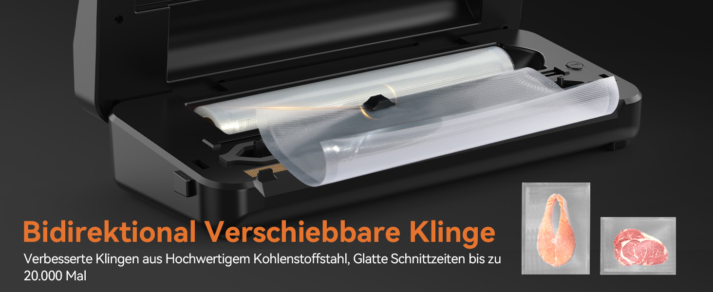 Вакууматор 8-в-1 для продуктів з потужністю 80 КПа, режимами «сухий/вологий», вбудованим різаком та відсіком для пакетів, цифровим таймером, нержавіюча сталь (комплект: шланг, 2 рулони, 11 пакетів)