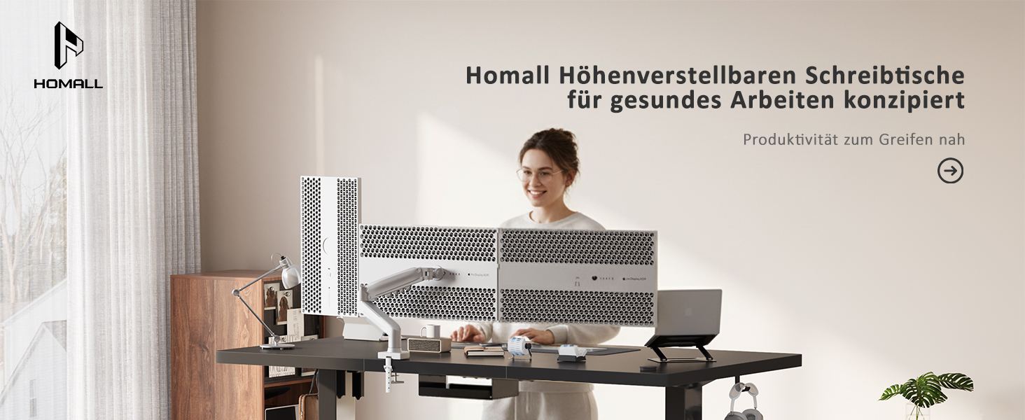 Регульований стіл Homall 200x80 см з USB-портом, електричний, з органайзером для кабелів, пам'ять позицій, для комп'ютера, чорний