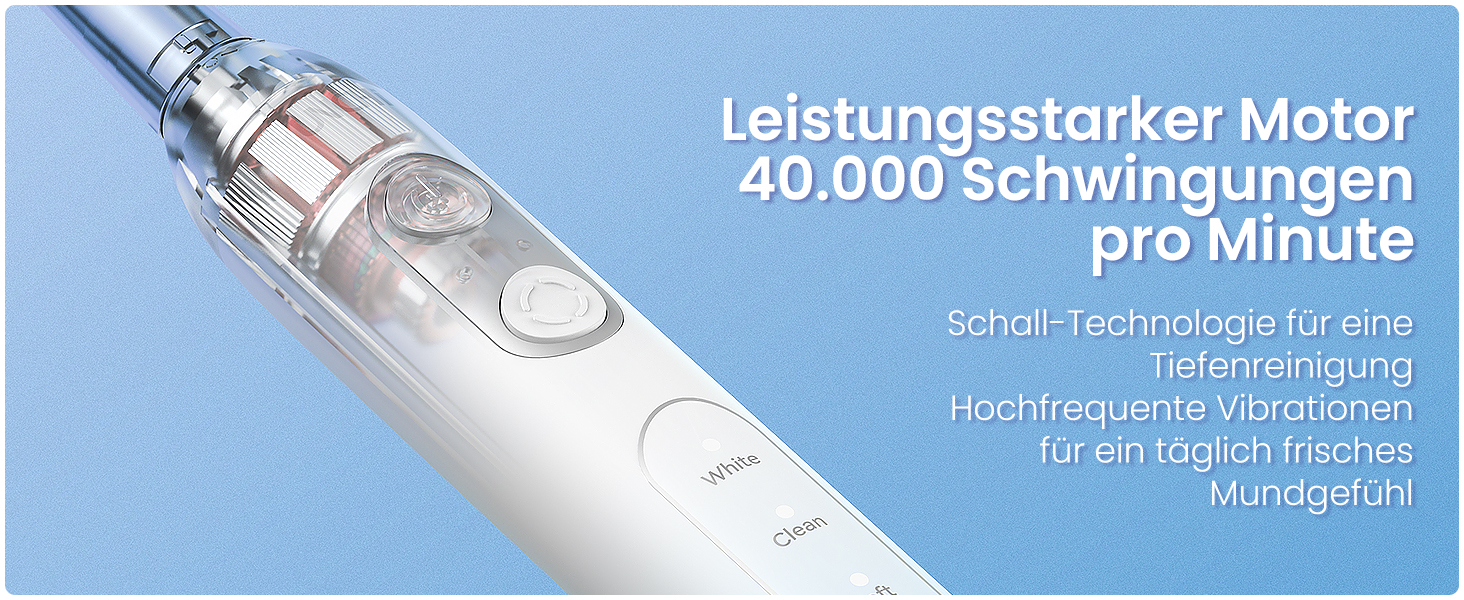 Електрична зубна щітка YUNCHI - звукова, для дорослих та дітей, 40000 VPM, USB-C, 5 режимів, 8 насадок + чохол, блакитна