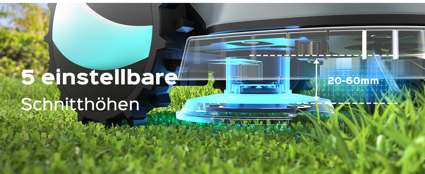 Робот-газонокосилка V100 без обмежувального кабелю з камерою, уникнення перешкод, навігація Vision, акумулятор 4 Ah, 150㎡, запасні леза, спіральне косіння, сірий колір