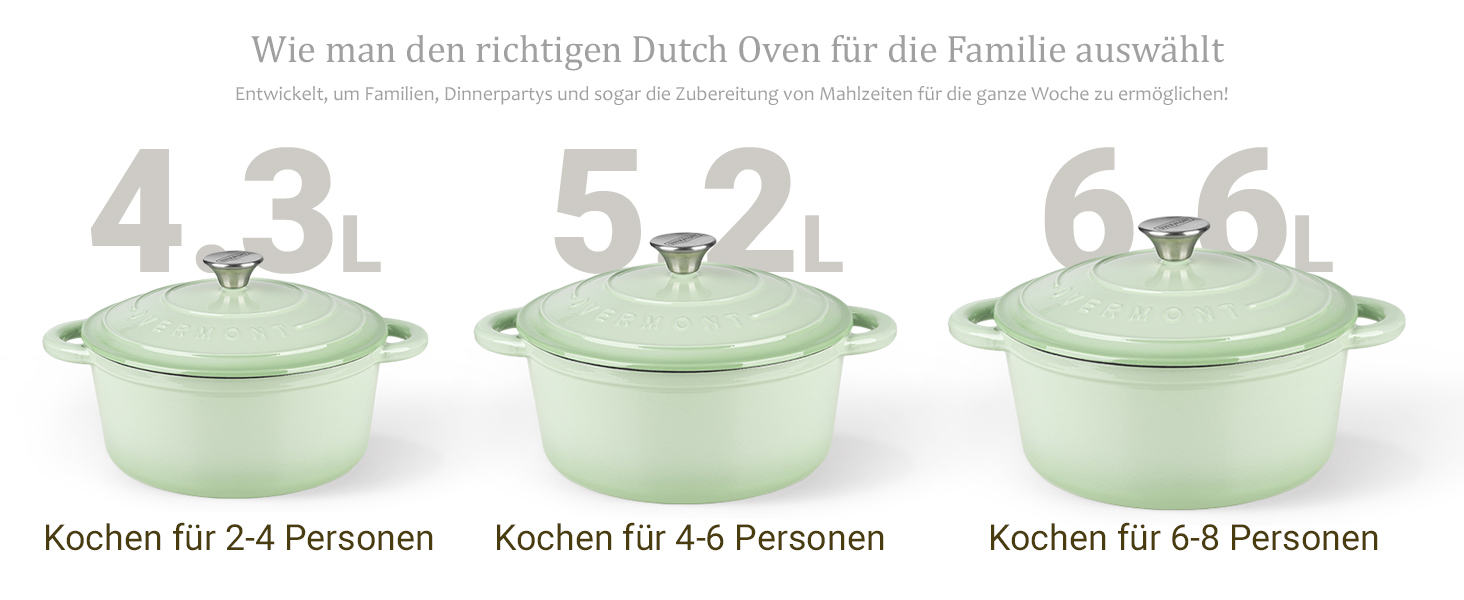 Чавунна казан-каструля Overmont з емалевим покриттям 26см, 5.2л, Bean Green — універсальний горщик для тушкування та запікання з кришкою та кулінарною книгою