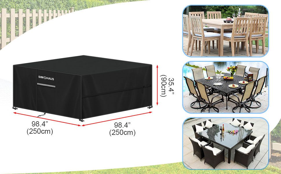 Захисний чохол для садово-патіо меблів: стіл, вологостійкий, 250x250x90 см, 420D Oxford