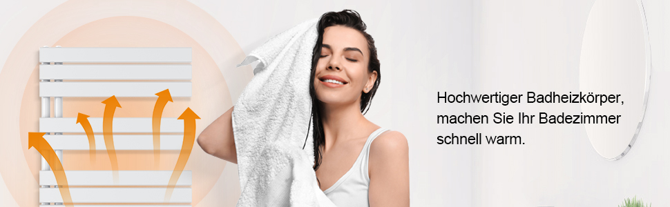 Електричний нагрівач для ванної кімнати Heilmetz Badheizkörper: сушарка для рушників, 400x1176 мм, білий, 494W, бічний підключення