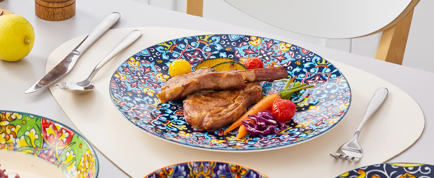 Сервіз столовий на 6 осіб SIMI 18tlg. Комбінований сервіз з порцеляни, 18 предметів. Богемський стиль, включає тарілки для їжі, десертні тарілки та миски.