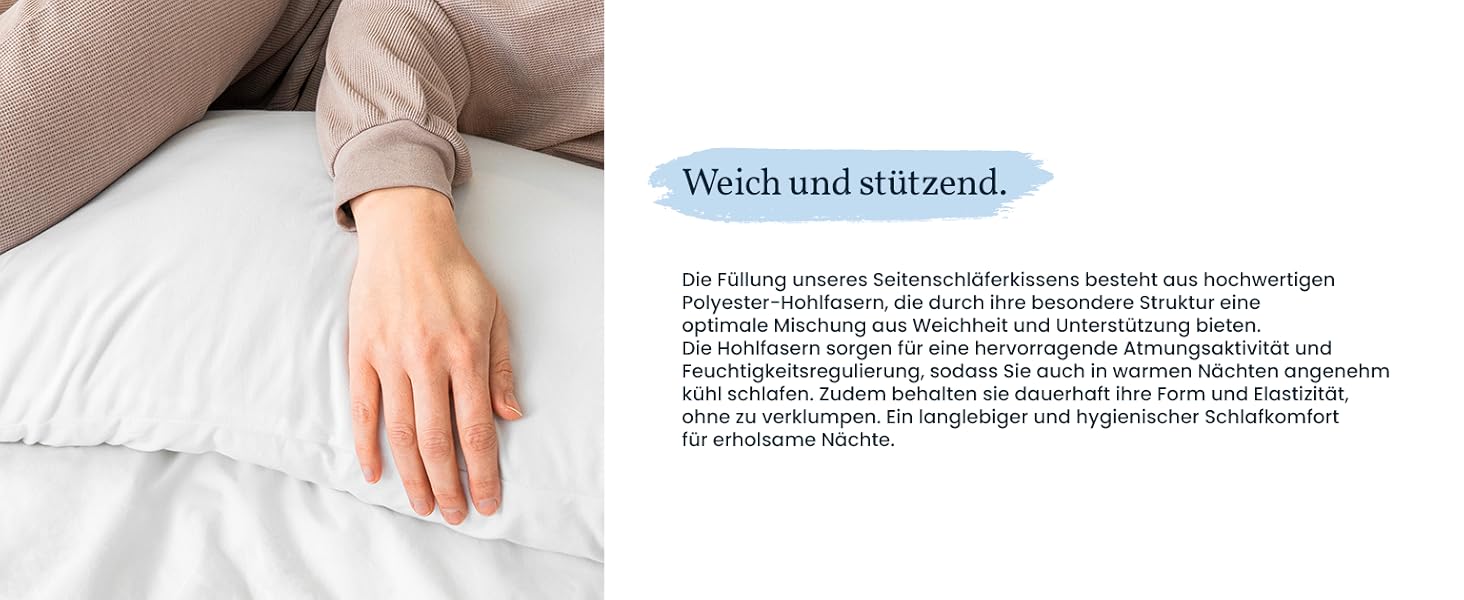 Подушка для сну на боці Gentle North 40x145 см, довга анатомічна подушка для тіла з мікроволокном, що миється, для дорослих