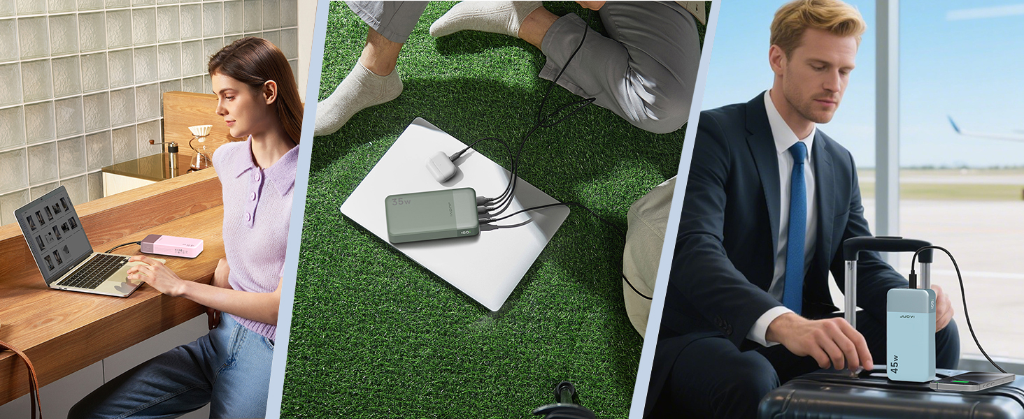 Портативний Power Bank JUOVI J2621, 20000mAh, 45W, сумісний з Switch, MacBook, iPhone, Samsung, Steam Deck та іншими пристроями (чорний)