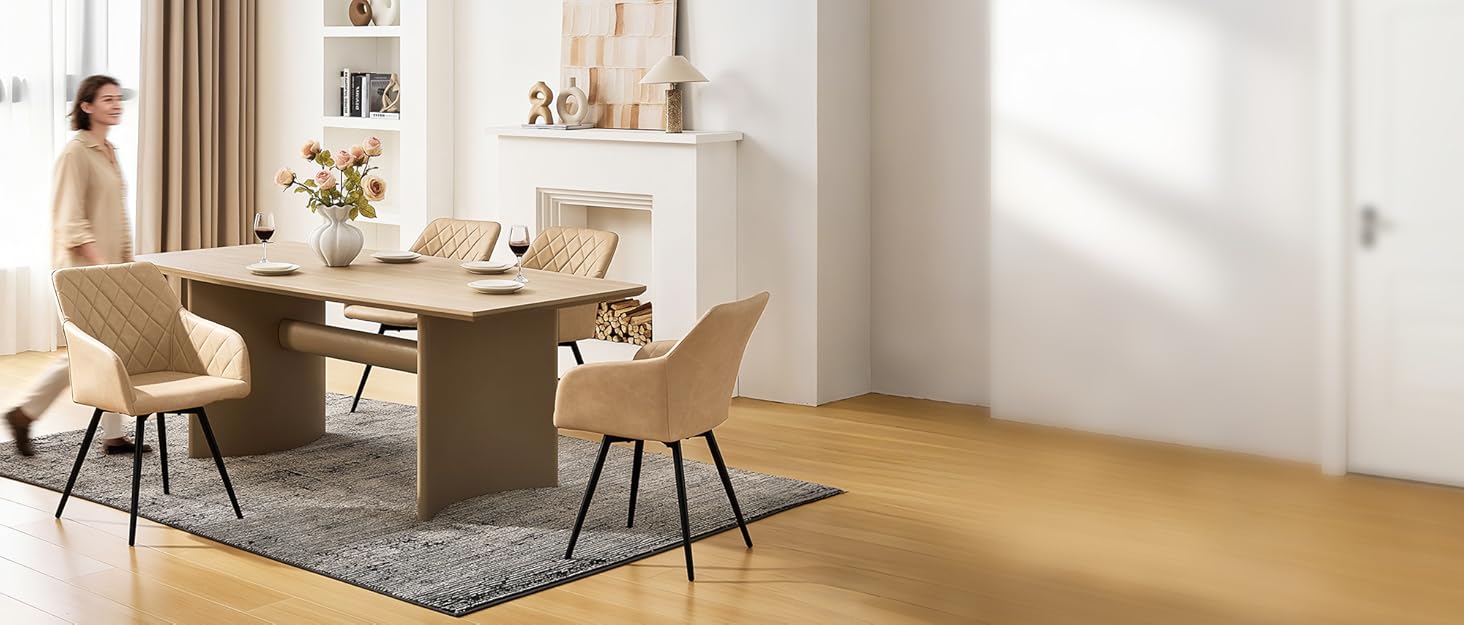 Крісла для їдальні CLIPOP, комплект 4 шт., обтягнуті оксамитом, з металевими ніжками, для вітальні, кухні, їдальні (4 шт., оксамит, зелений)