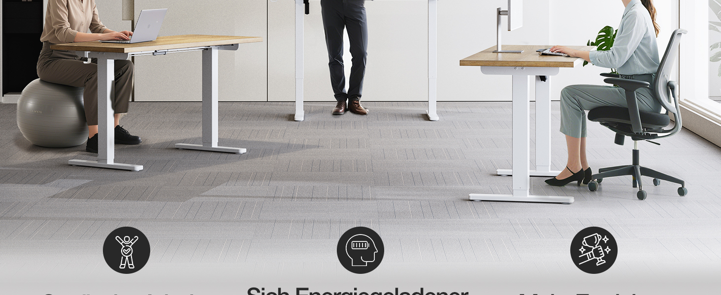 Регульований стіл 120x60 см, електричний з функцією пам'яті, стоячий/сидячий комп'ютерний стіл. Керування кабелями та гачки, регульований підйомний стіл для офісу та дому – Білий. (Світло-русявий, 100 см)