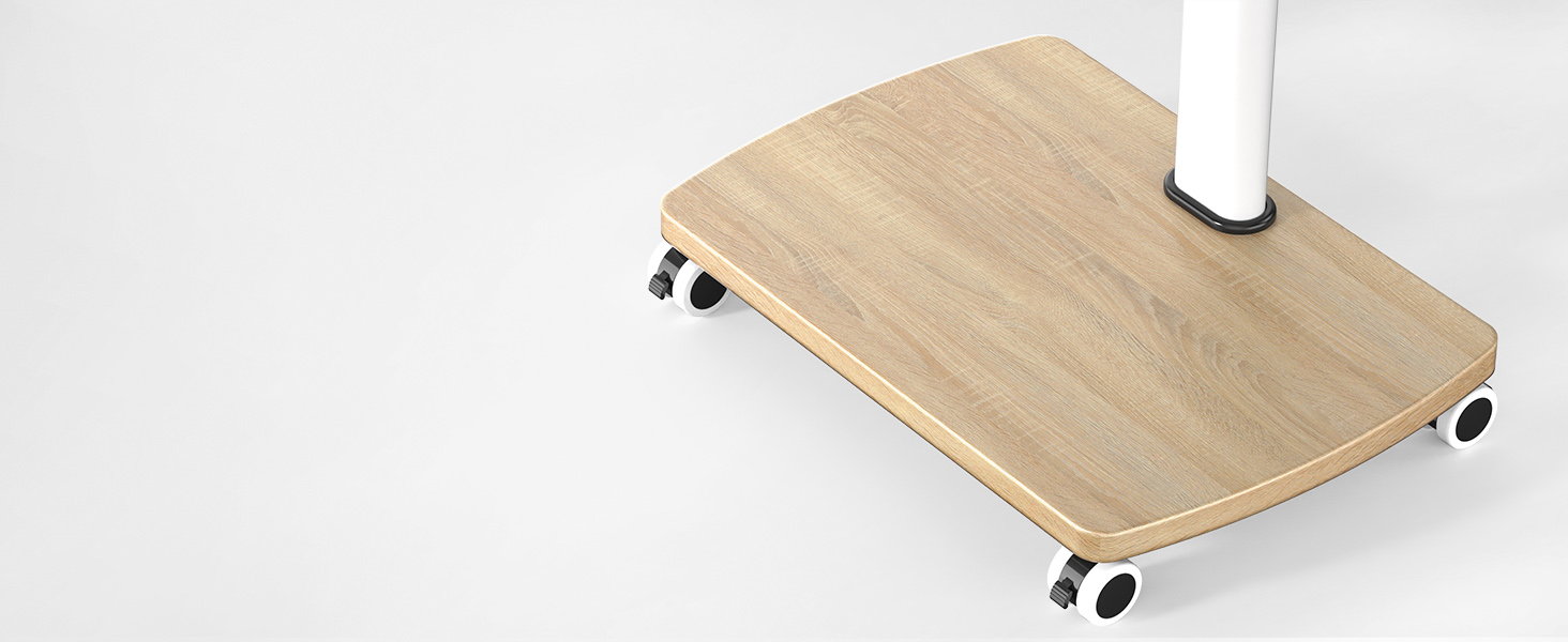 Підставка для телевізора мобільна з дерев'яною основою, поворотна, 19-42 дюйми, біла, до 20 кг, VESA 200x200 мм