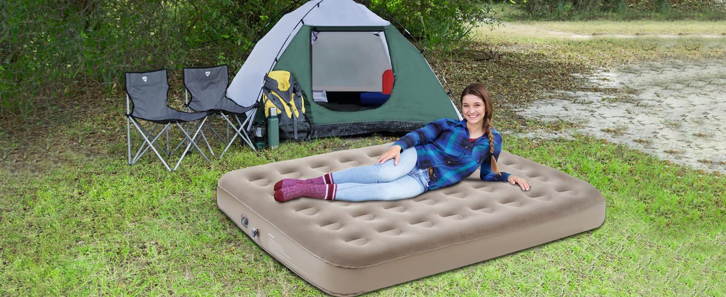 Надувний матрац 2 персони з електричною помпою, 190x125x20 см - для дому та кемпінгу