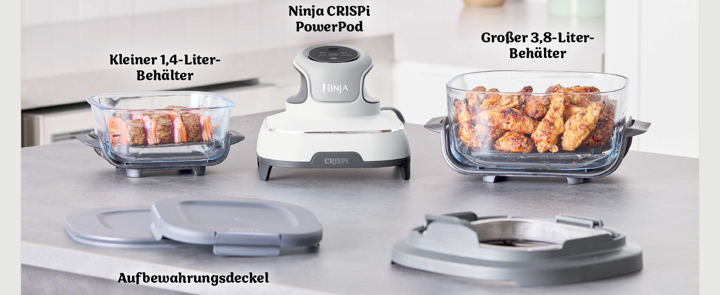 Портативна аерофритюрниця Ninja CRISPi 4-в-1 з сумкою для перенесення, 1700 Вт, 3.8 л та 1.4 л, біла (FN102EU)