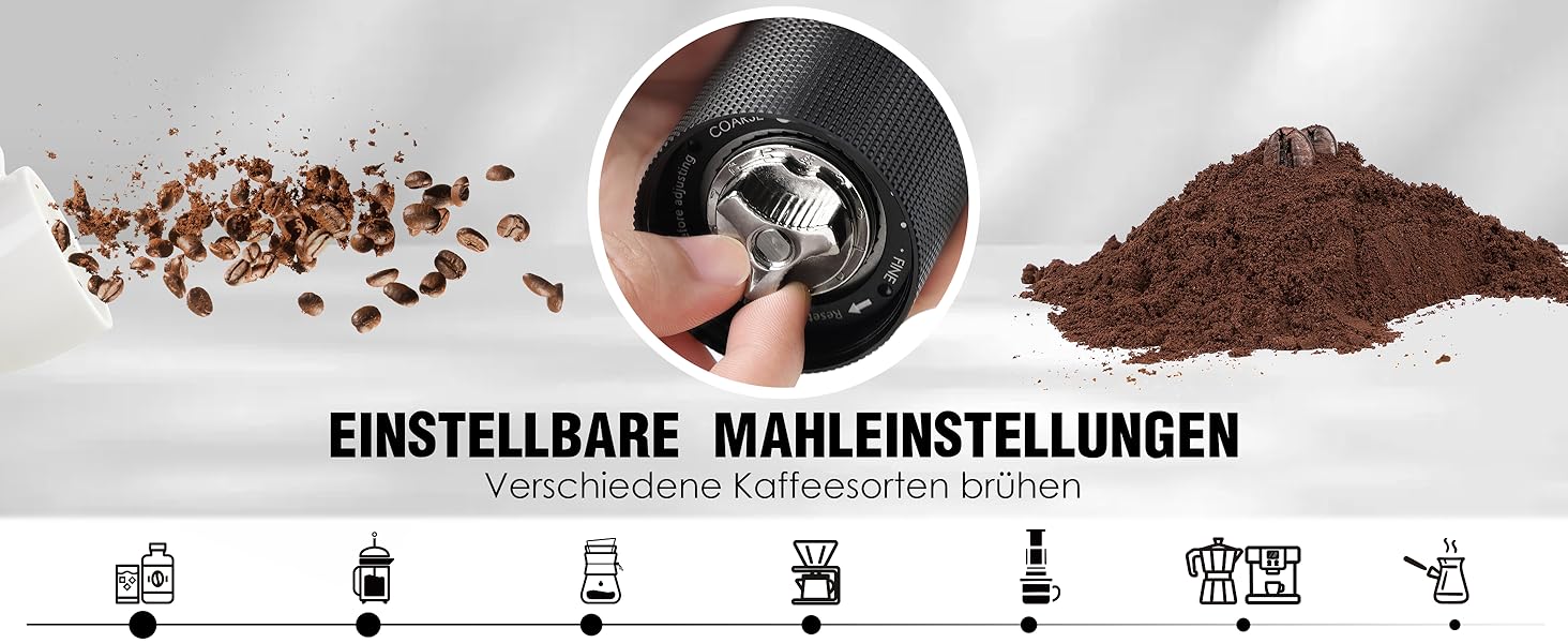 Ручна кавомолка SUNYA MCG-02 з кегульним жорном, збірник рецептів, нержавіюча сталь, дерев'яний ручка