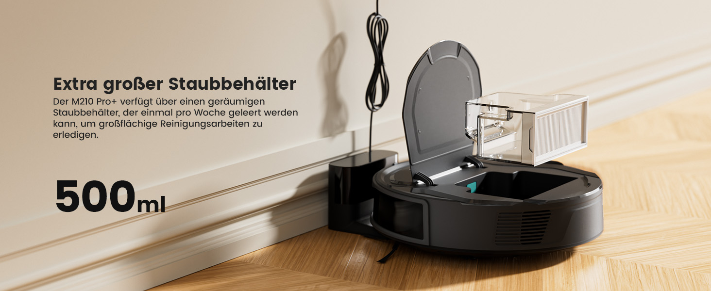 Робот-пилосос LEFANT M210 Pro+ Black: потужність 4000Pa, Wi-Fi, керування через додаток/Alexa, оминання перешкод 190°, тихий, для твердих підлог та килимів, збір шерсті тварин