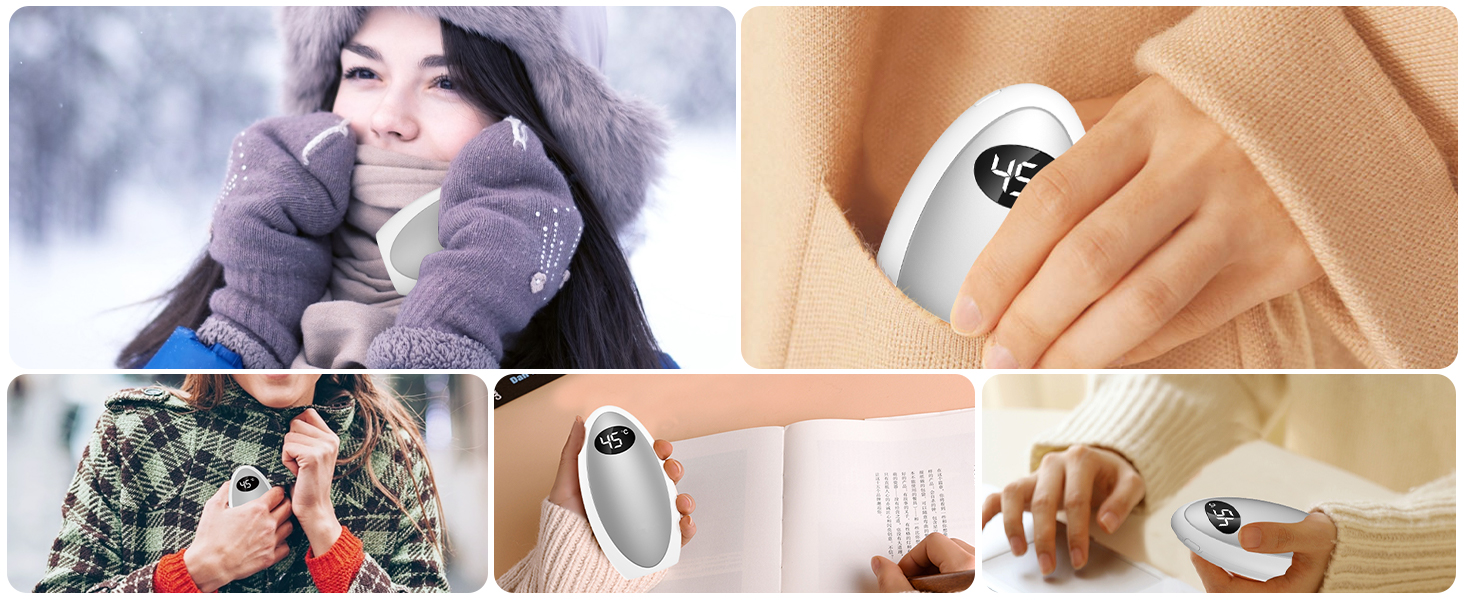 Електричний грілка для рук Powerbank 5200mAh, USB, для кемпінгу, катання на лижах, подарунок на зиму (срібний)