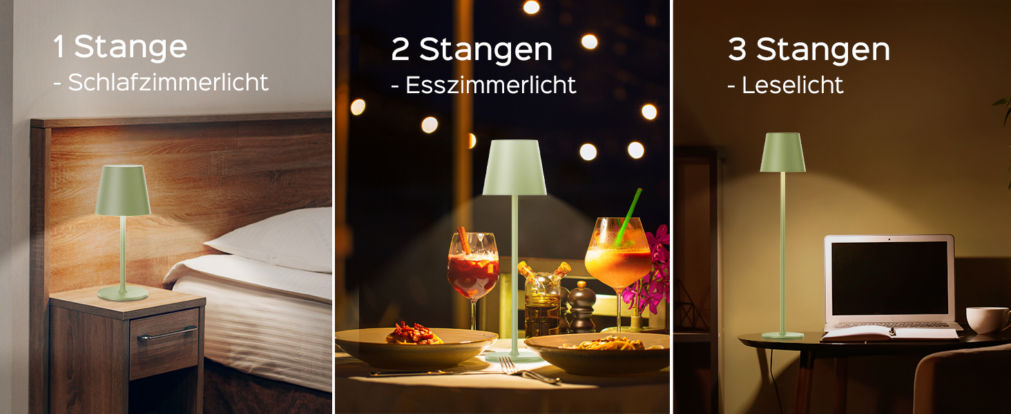 LED-лампа настільна Jackyled бездротова, перезаряджувана, 5000mAh, 3 рівня висоти, 3 температури кольору, регульована яскравість (зелена, 1 шт.)