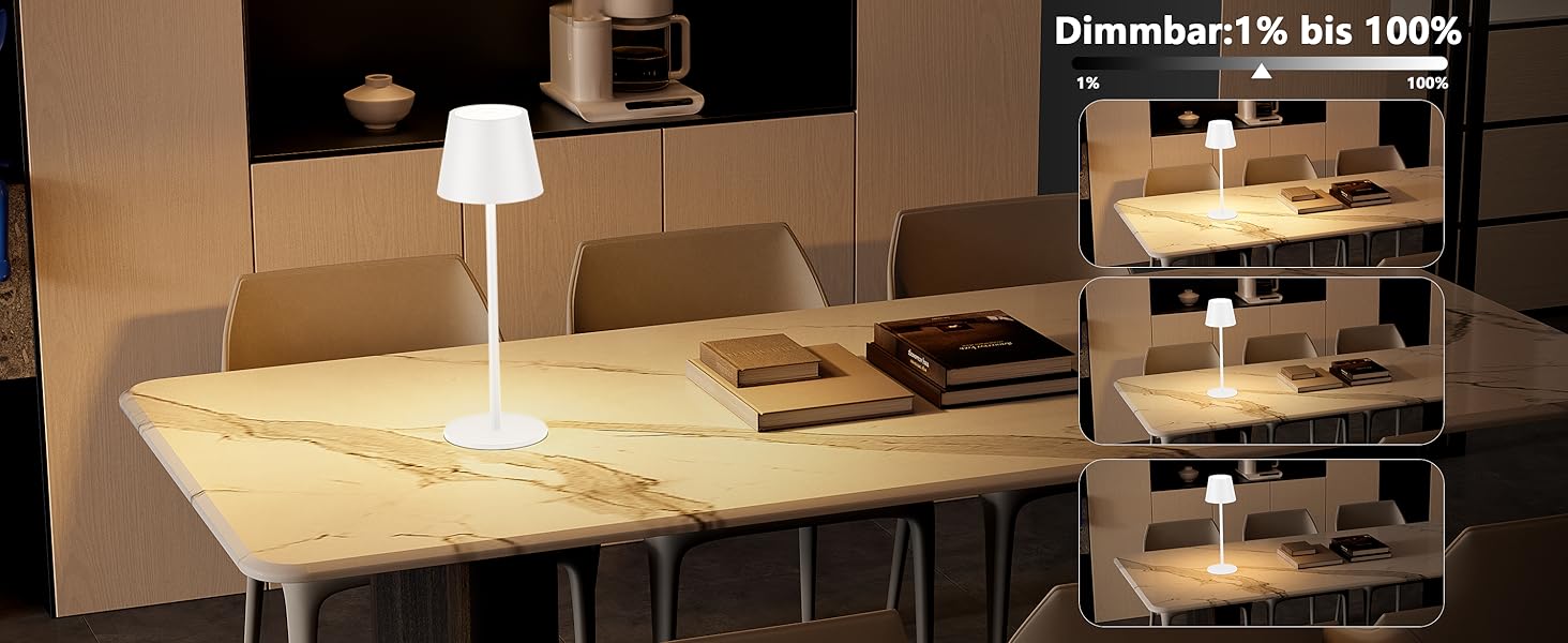 LED-лампа K-Bright на акумуляторі, 4 шт., диммер, 36.5 см, перезарядна, тепле світло 2700K, USB-C, IP54, бежевий колір