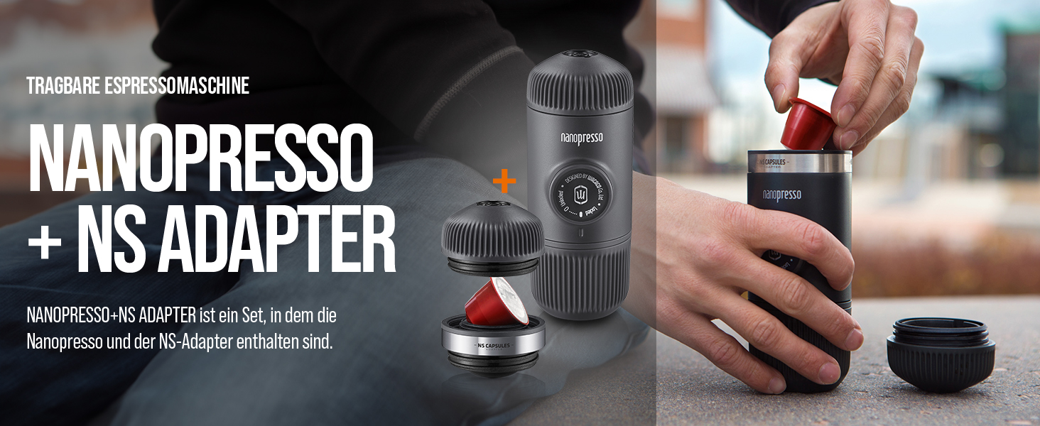WACACO Nanopresso: портативна кавомашина для еспресо, сумісна з Nespresso® та змеленим кави, для подорожей та кемпінгу