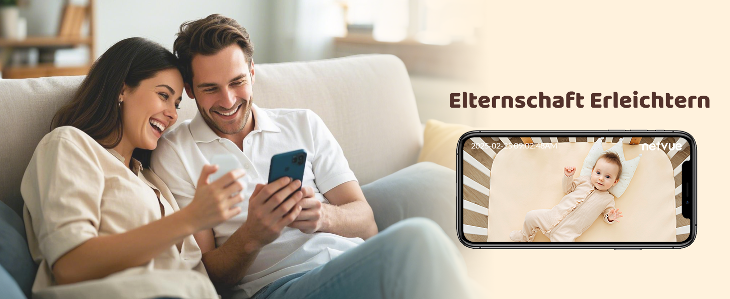 Відеоняня NETVUE Blau: дитяча IP-камера 1080P з кріпленням 4-в-1, двостороннім аудіо, датчиком руху, моніторингом температури та аналізом сну