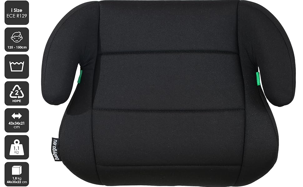 Підвищувач для автокрісла babyGO Sitzerhöhung Booster, I-Size, 125-150 см, чорний