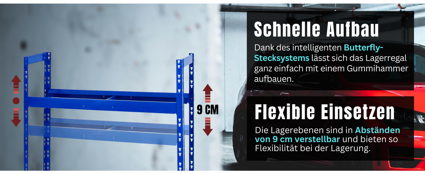 Стелаж для шин PROREGAL Tiger: 100x110x35 см, 150 кг навантаження, 8 шин, 2 рівні, блакитний