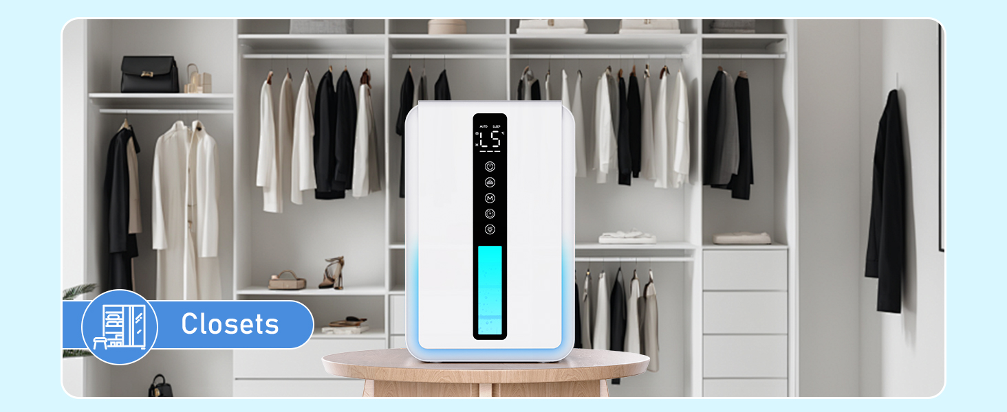Електричний осушувач повітря 2500 мл, 3 швидкості, 2 режими, таймер 48 год, авто-стоп, захист від замерзання, для спальні та ванної кімнати