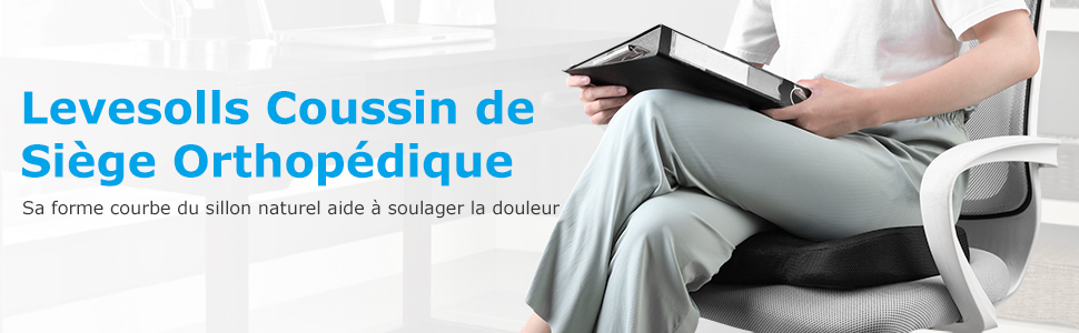 Подушка для куприка Levesolls, ергономічна подушка з memory foam для офісу, авто, інвалідного візка