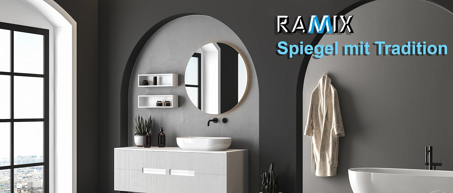 Круглий дзеркало Ramix з LED підсвічуванням, настінний, для ванної кімнати, 50 см, тепле біле світло