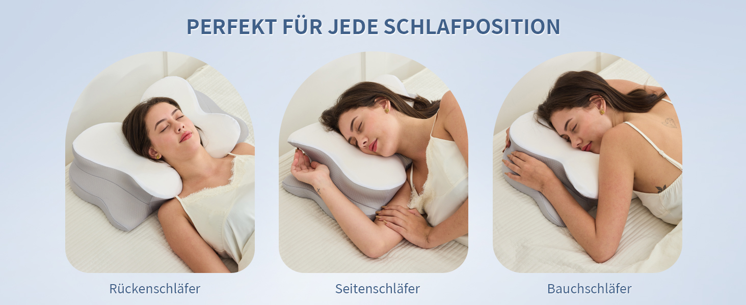 Подушка для шиї з піни Memory Foam: ергономічна підтримка, зняття болю, дихаючий чохол для сну на боці, спині та животі