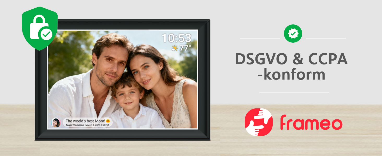 FRAMEO Цифровий фоторамка 15.6" WiFi, IPS, FHD 1920x1080, 32GB, сенсорний екран, автоповорот, для стін, віддалений доступ через додаток FRAMEO