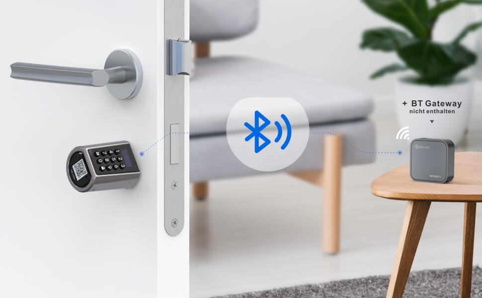 Електронний дверний замок WELOCK з паролем, RFID, Bluetooth, циліндр 50-100мм, срібло, Smartlock