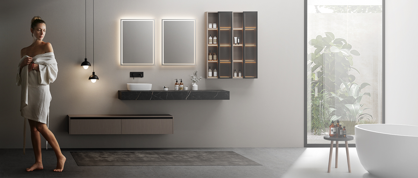 Дзеркало для ванної кімнати EMKE з підсвічуванням 40x60 см, антизапар, 2 кольори світла (тепле/холодне), вимикач-рейка, IP44, енергозберігаюче, захищене від вибуху
