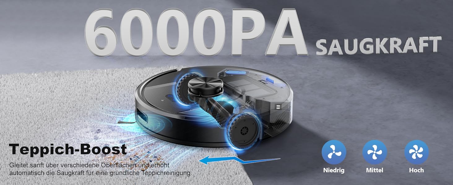 Робот-пилосос з функцією миття Tikom L8000 Pro, 6000Pa, LiDAR, 150 хв, APP, 14 зон, для тварин, килимів та твердих підлог, чорний