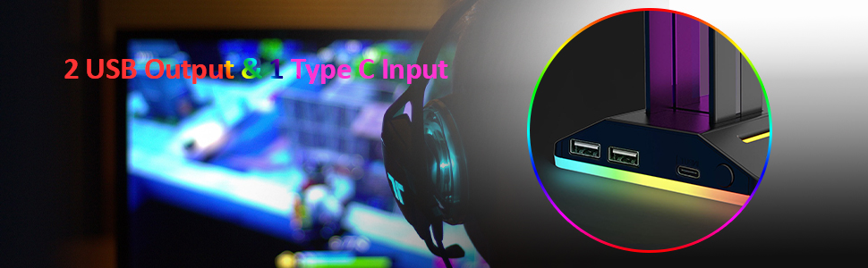 Підставка для навушників RGB VOBESTLIFE з USB-зарядкою, для геймерів, настільна