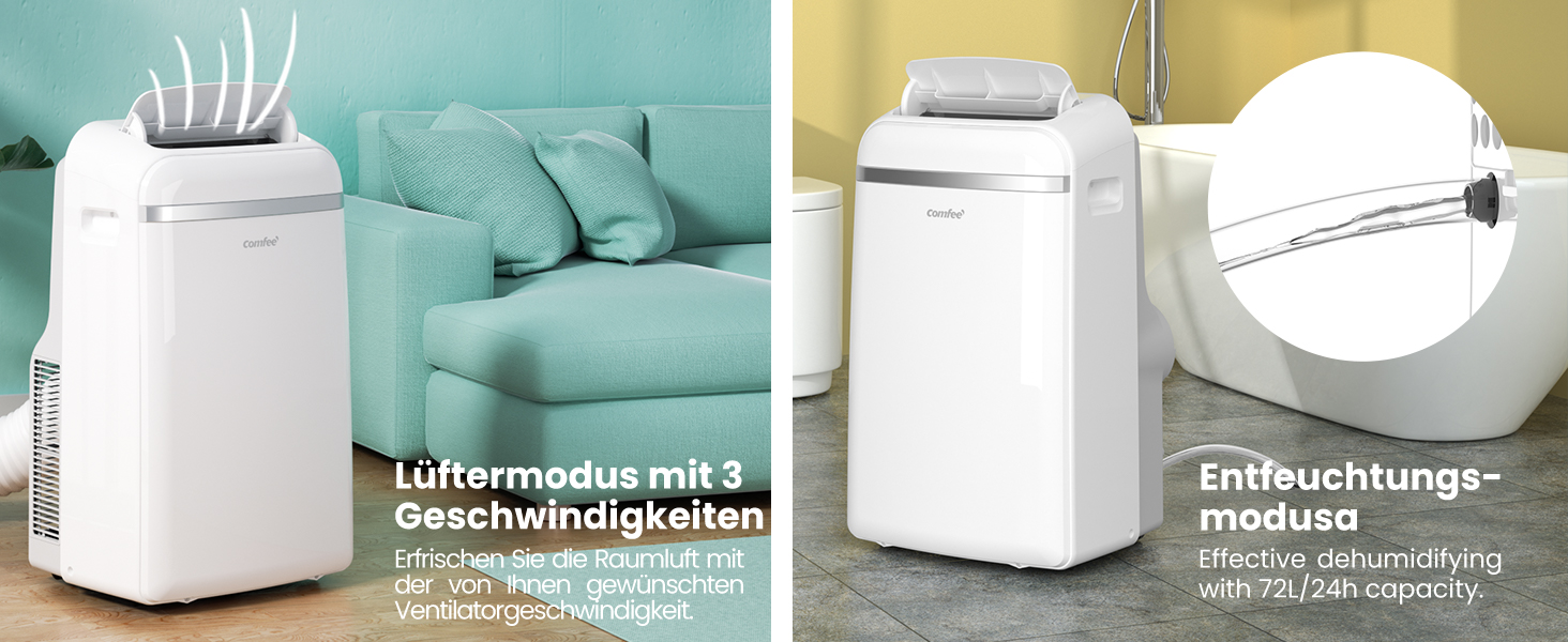 Мобільний кондиціонер Comfee Breezy Cool Pro 2.0 7000 BTU (2.0 кВт) з Wi-Fi, охолодження, вентиляція, осушення – для приміщень до 68 м³